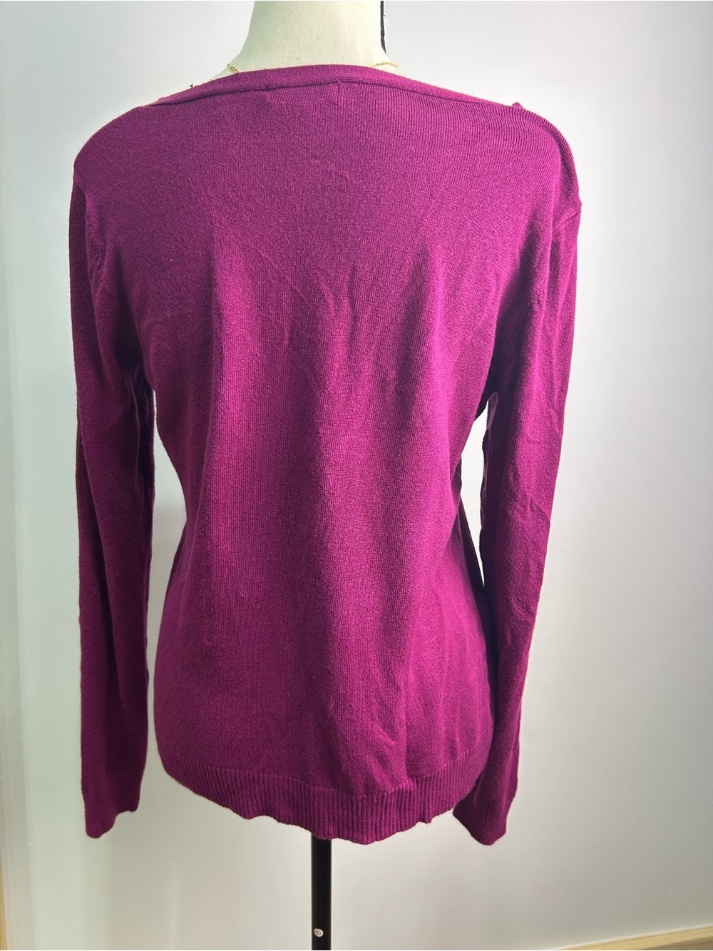 Magenta V-Neck Button Cardigan-George - Picture 3 of 5